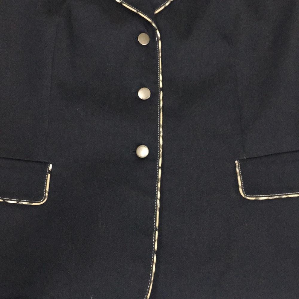 Tahari Navy Blazer with Contrast Trim - Picture 7 of 9